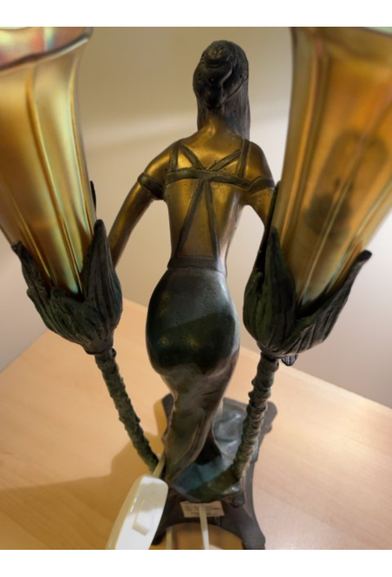 Art Nouveau lampe i bronze